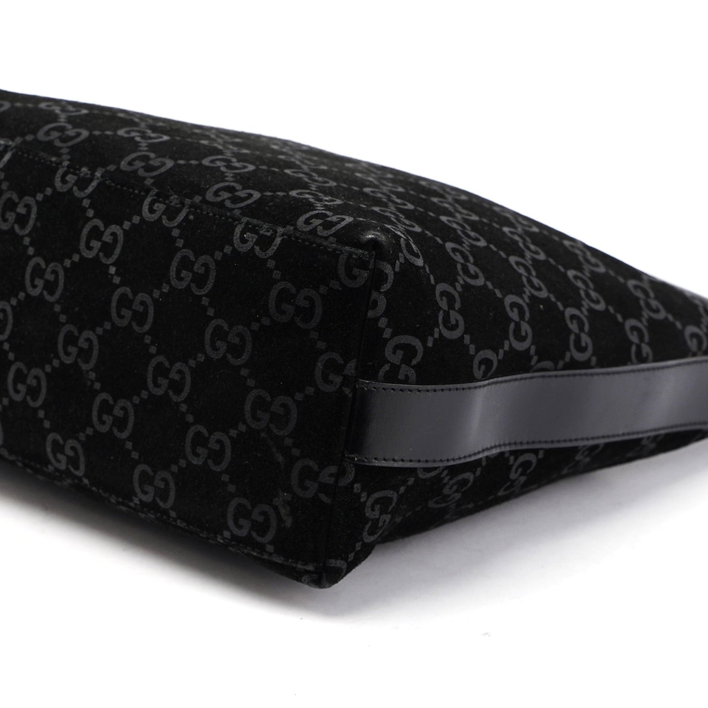 Gucci Black Suede GG Shoulder Bag