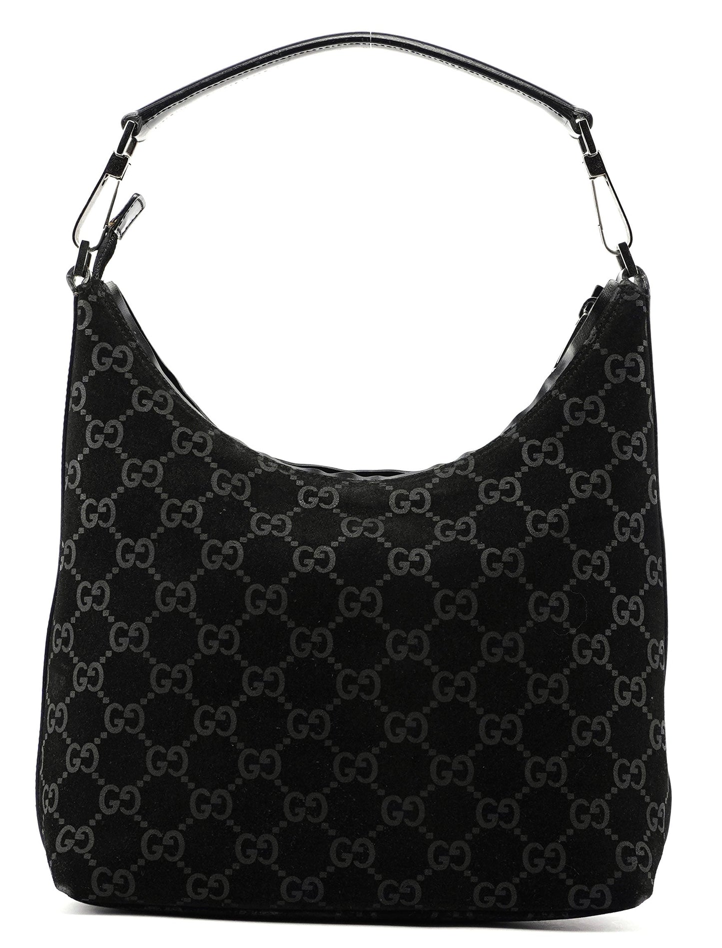 Gucci Black Suede GG Shoulder Bag