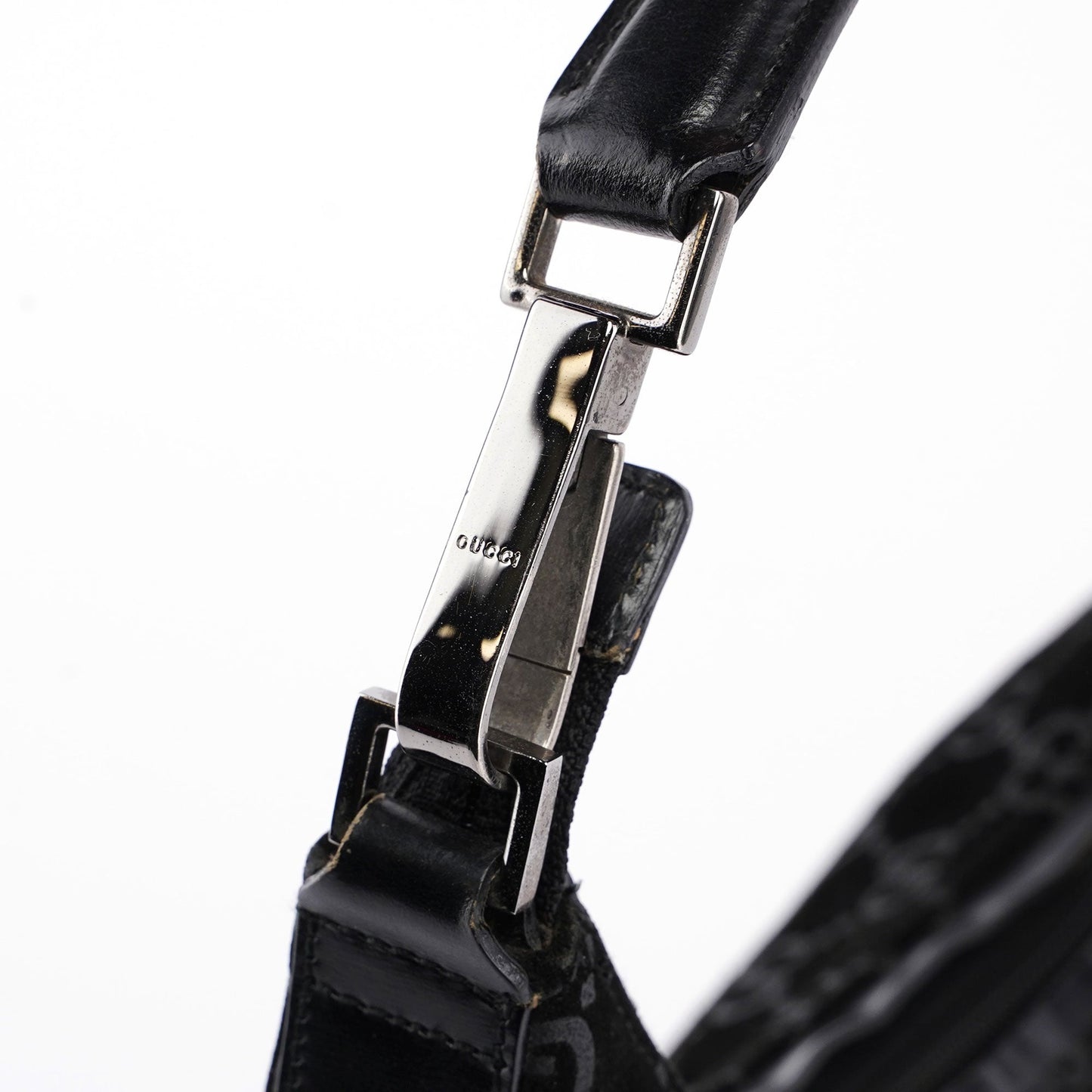 Gucci Black Suede GG Shoulder Bag