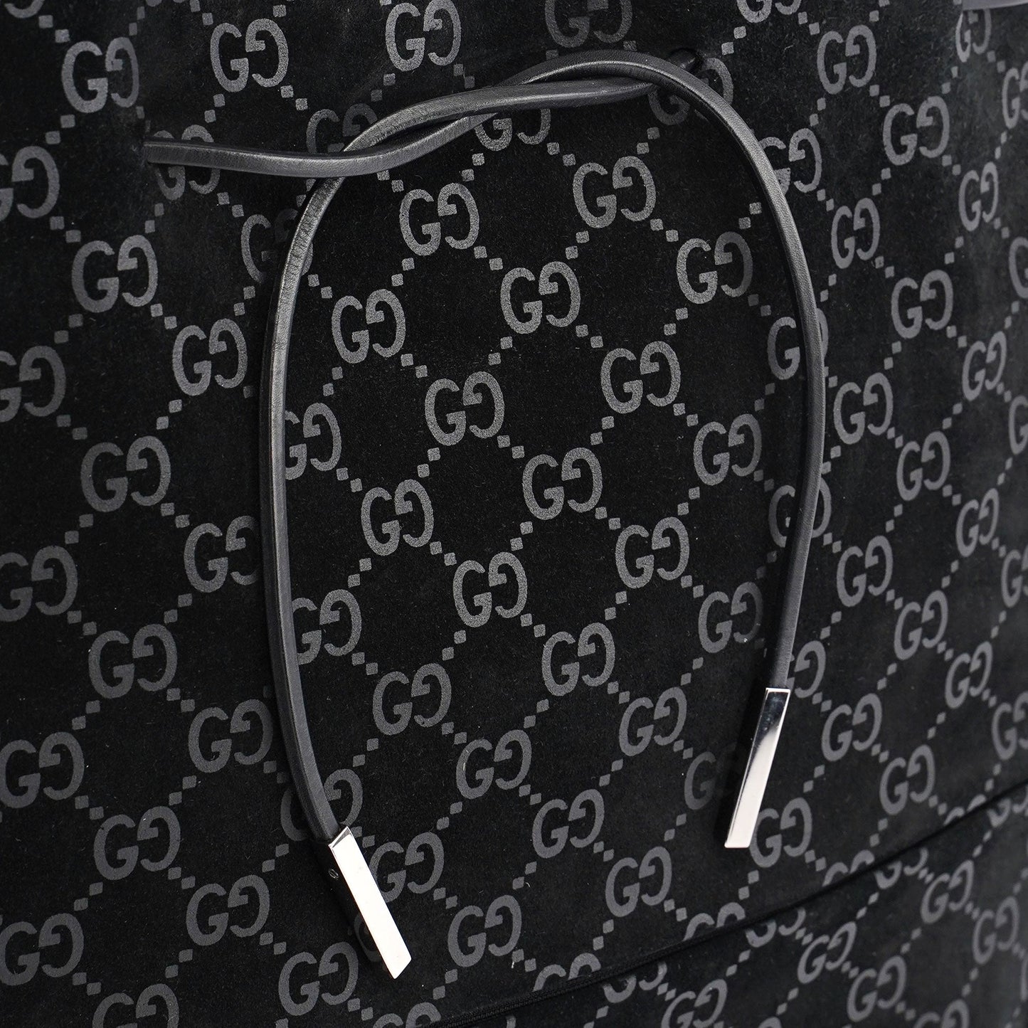 Gucci Black Suede GG tote