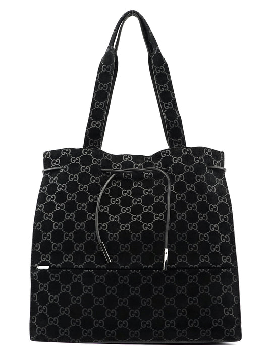 Gucci Black Suede GG tote