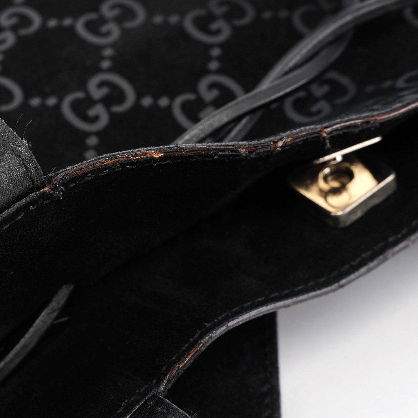 Gucci Black Suede GG tote