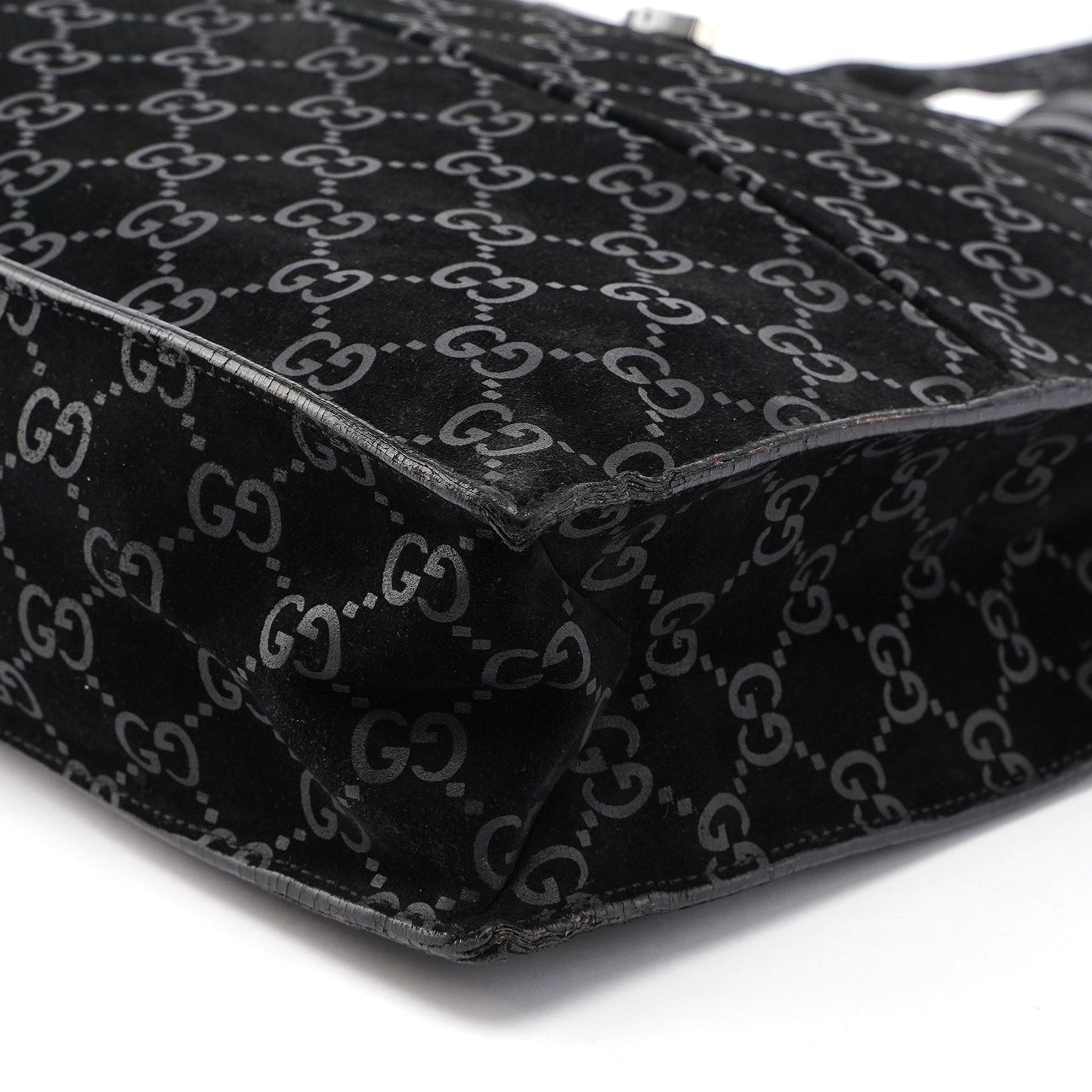 Gucci Black Suede GG tote