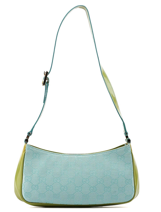 Gucci Light Blue Spazzolato GG Shoulder Bag