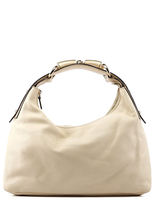 Gucci Off-White Leather Horsebit Shoulder Bag