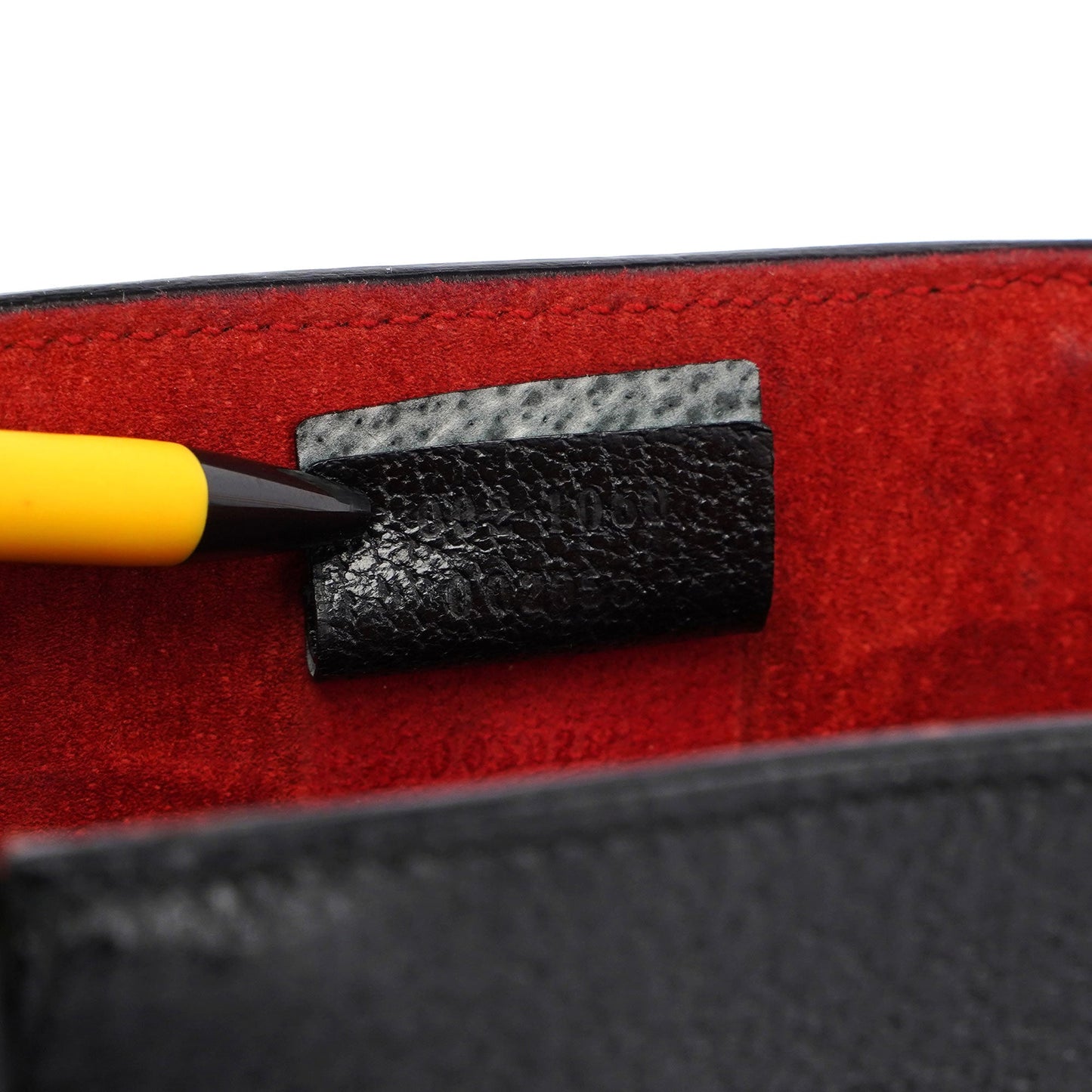 Guci Black Leather Bamboo Tote Red Int