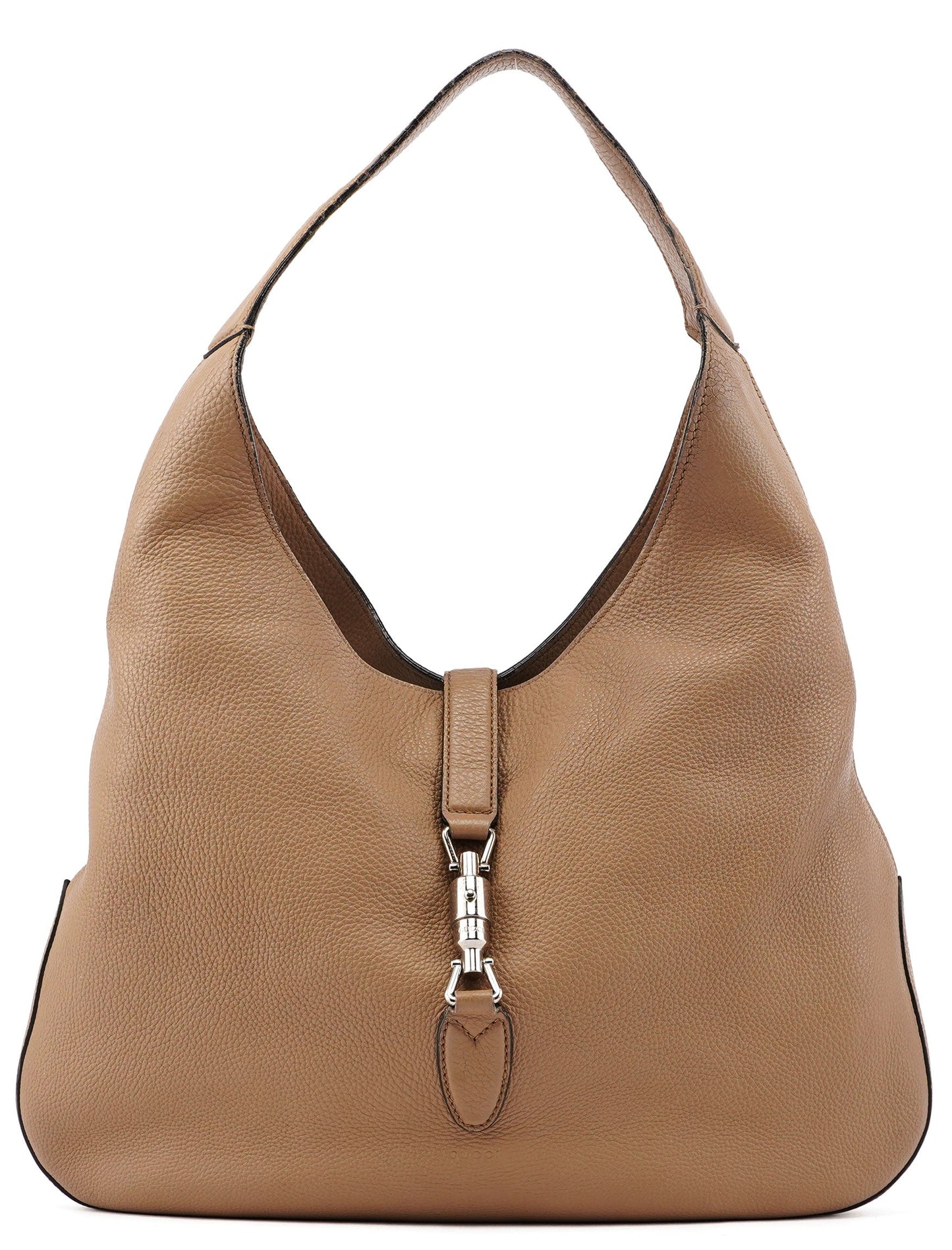 Large Beige Leather Jackie Shoulder Bag