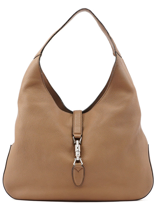 Large Beige Leather Jackie Shoulder Bag