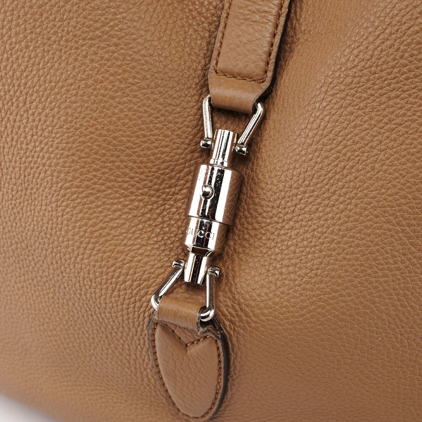 Large Beige Leather Jackie Shoulder Bag