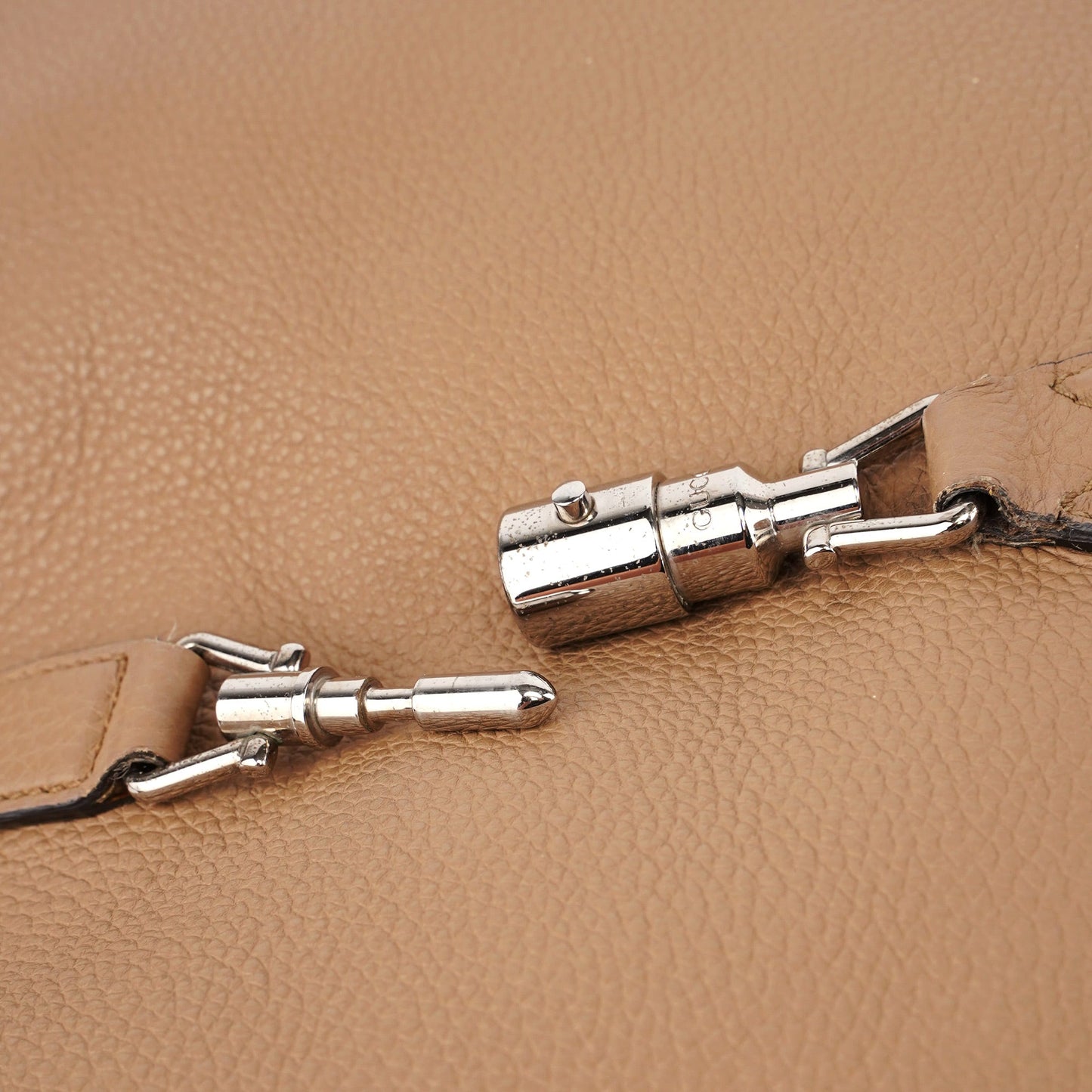 Large Beige Leather Jackie Shoulder Bag