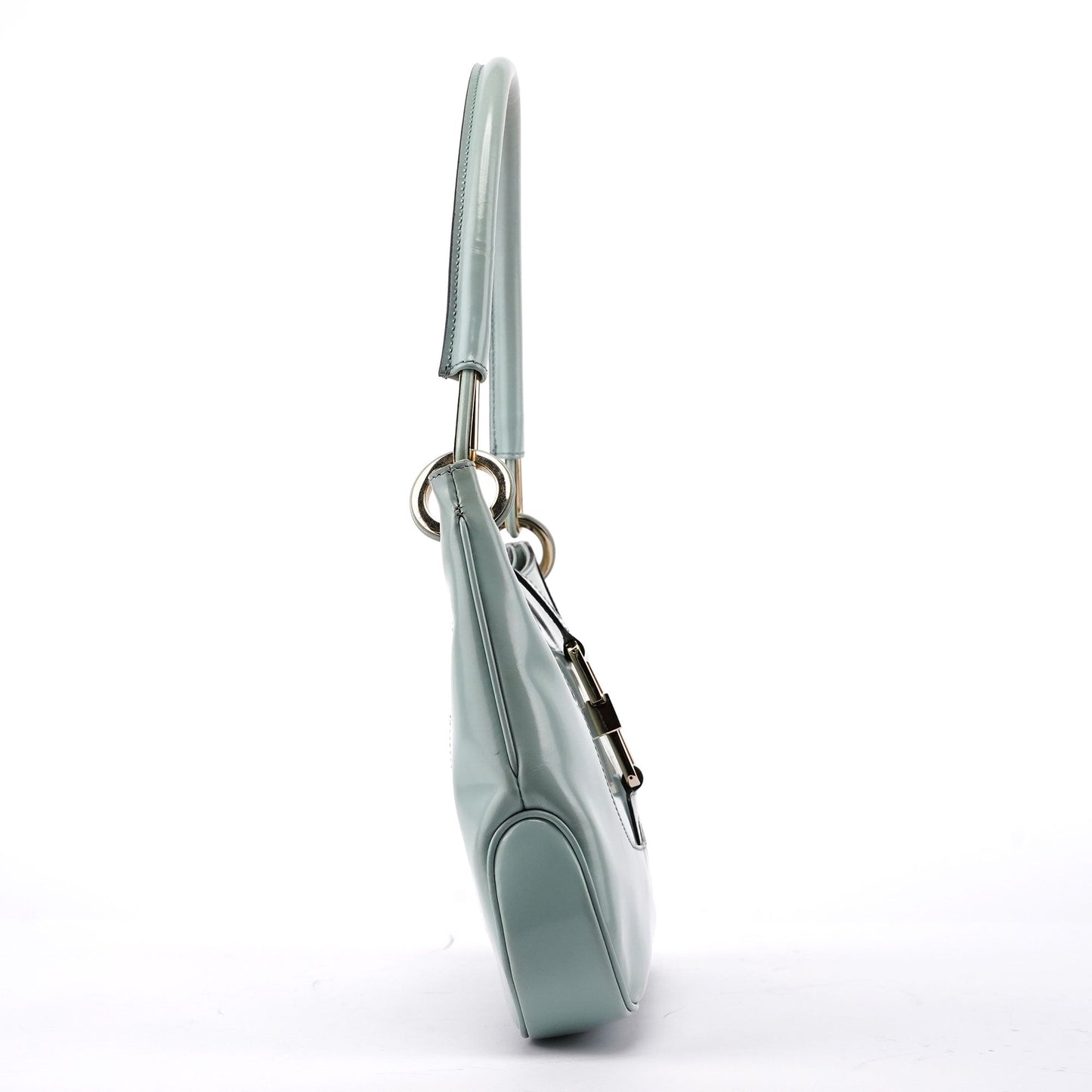 Light Blue Patent Leather Jackie Shoulder Bag