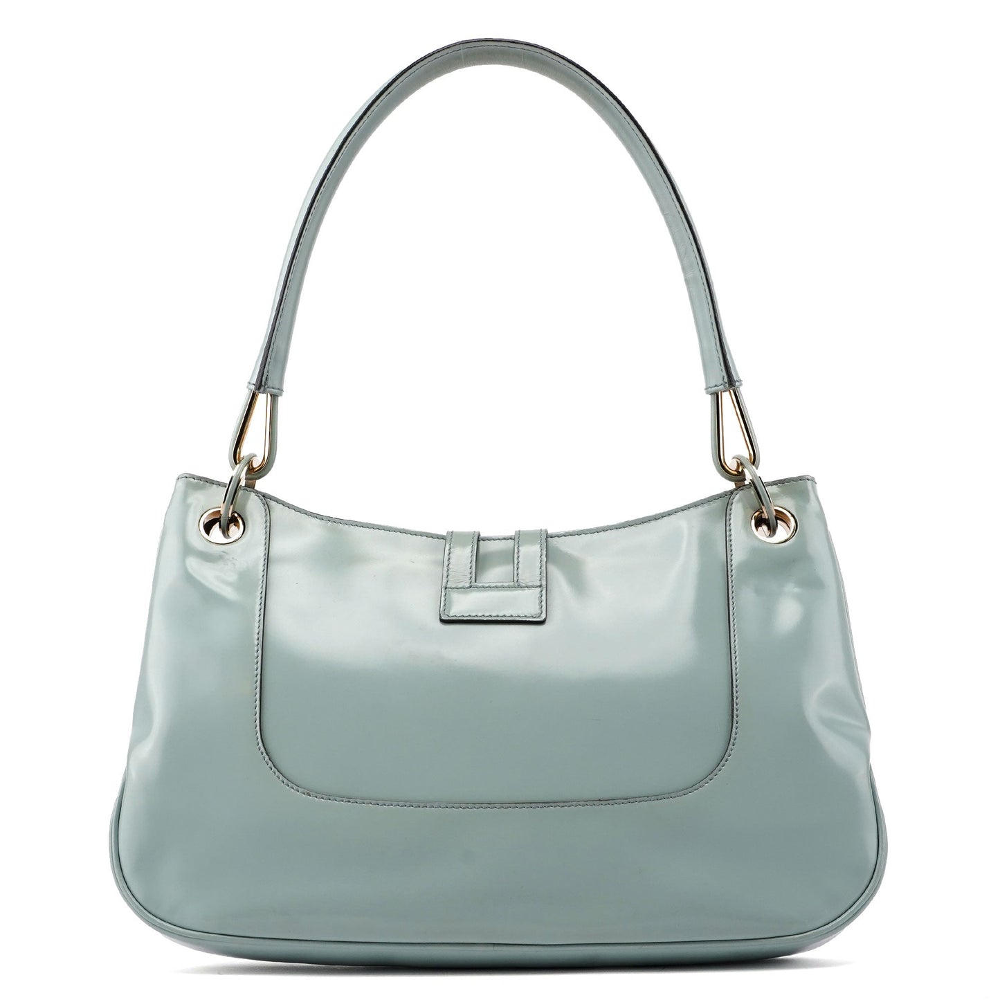 Light Blue Patent Leather Jackie Shoulder Bag