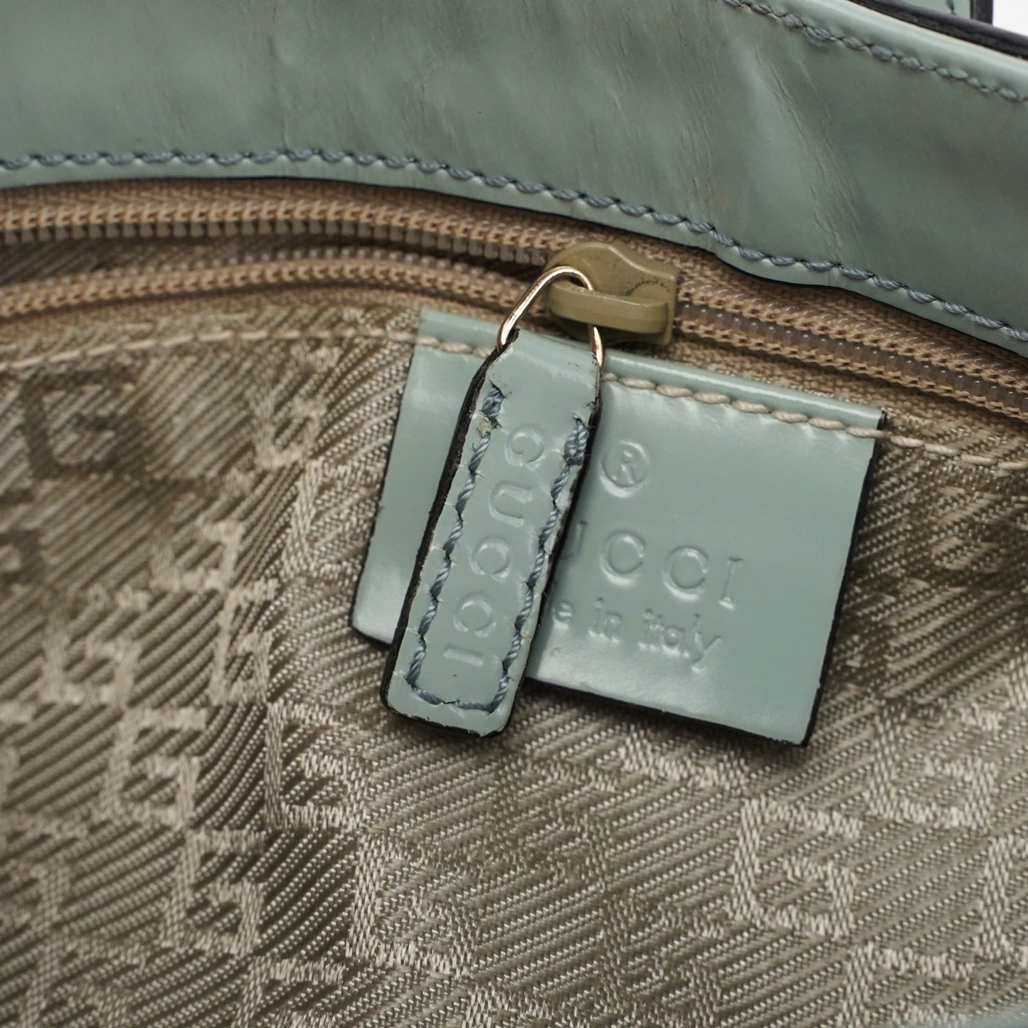 Light Blue Patent Leather Jackie Shoulder Bag