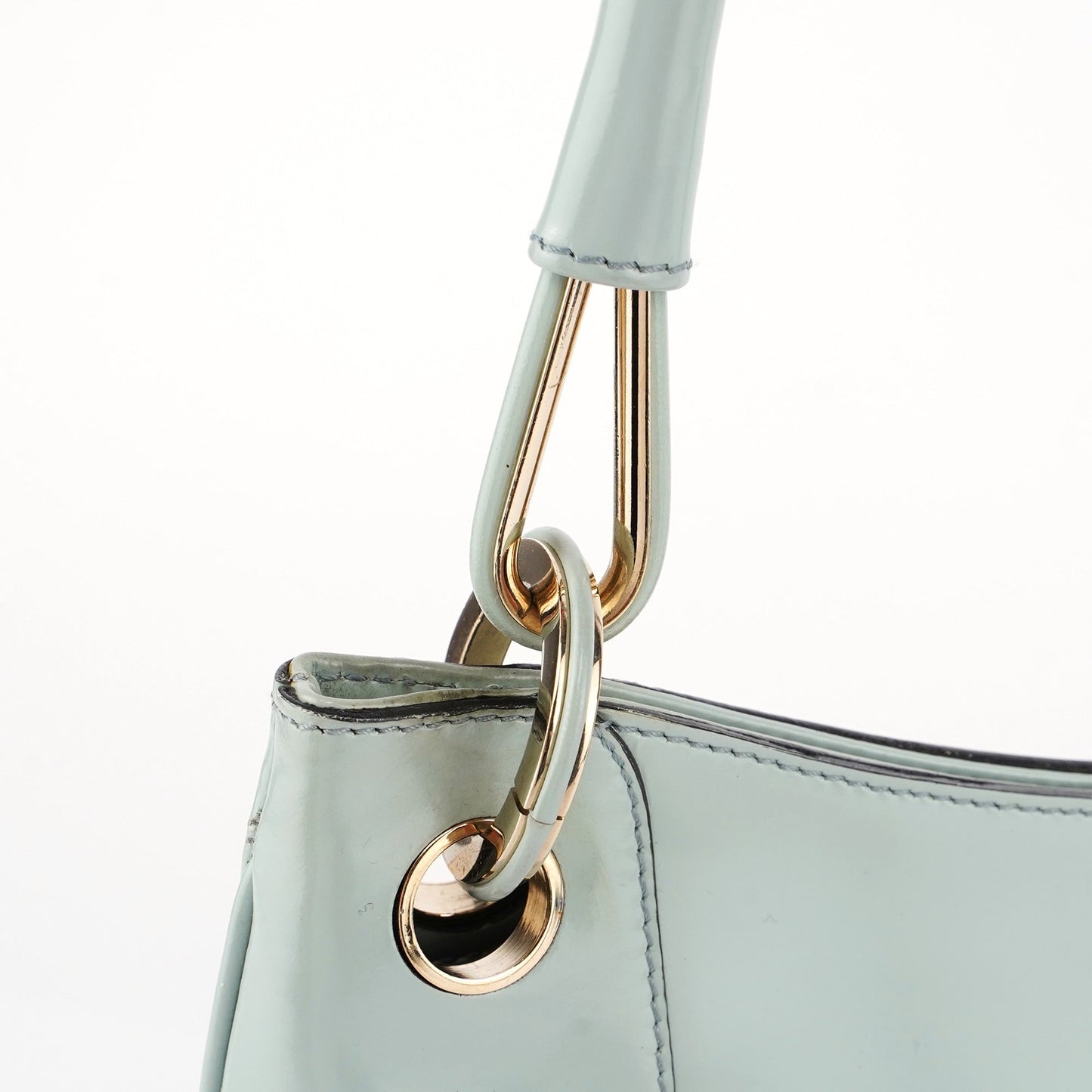 Light Blue Patent Leather Jackie Shoulder Bag