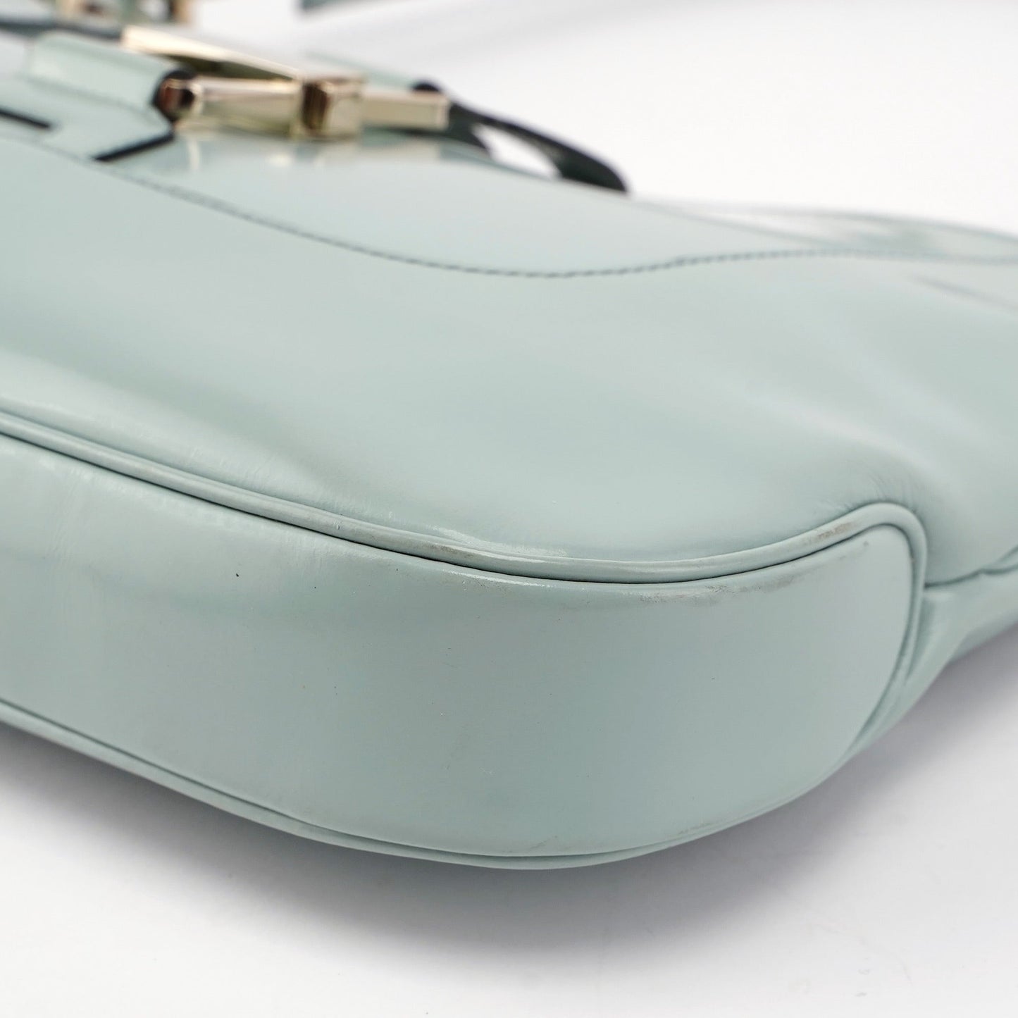 Light Blue Patent Leather Jackie Shoulder Bag