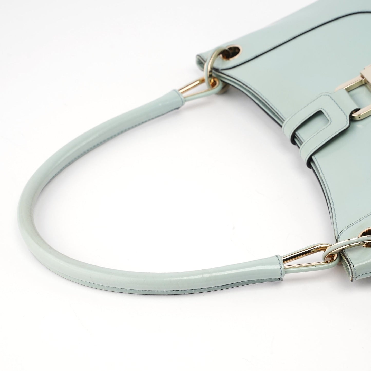 Light Blue Patent Leather Jackie Shoulder Bag