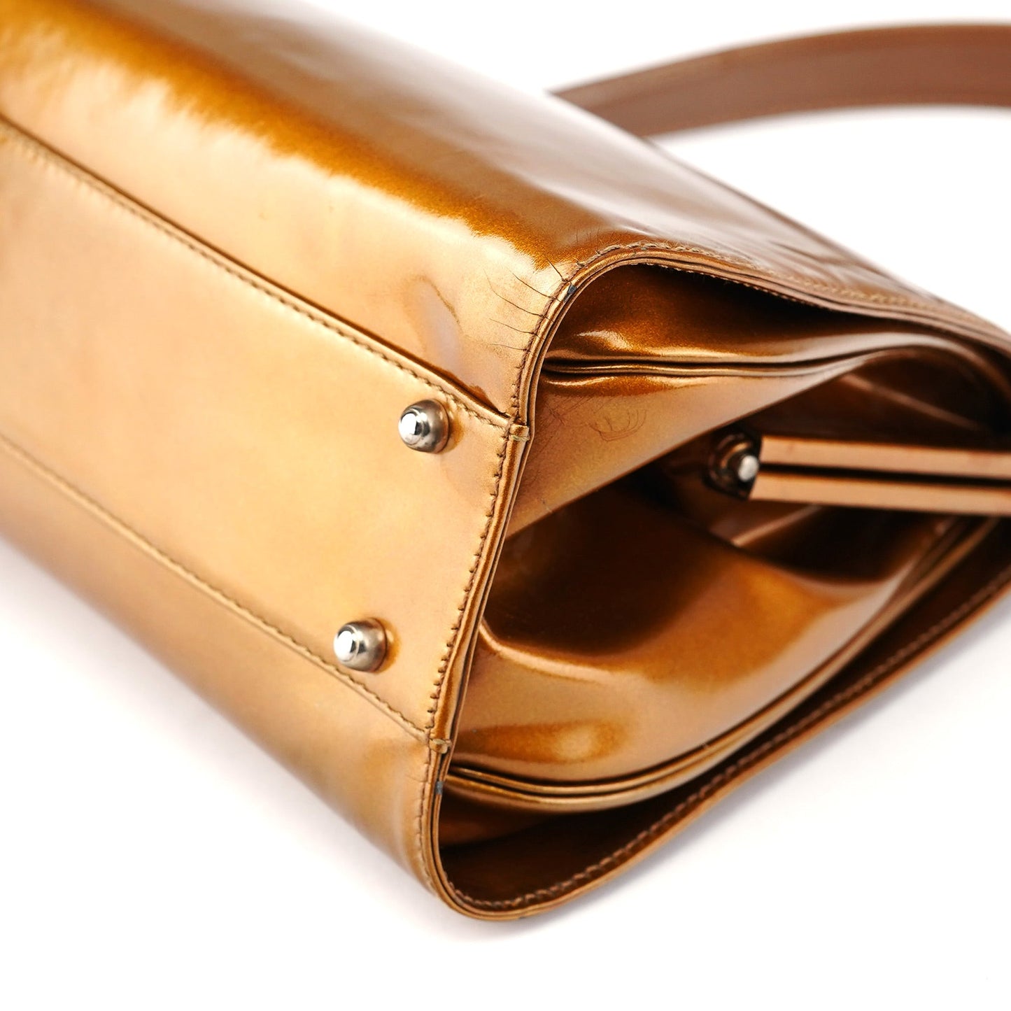 Light Brown Patent Leather Clutch Shoulder Bag