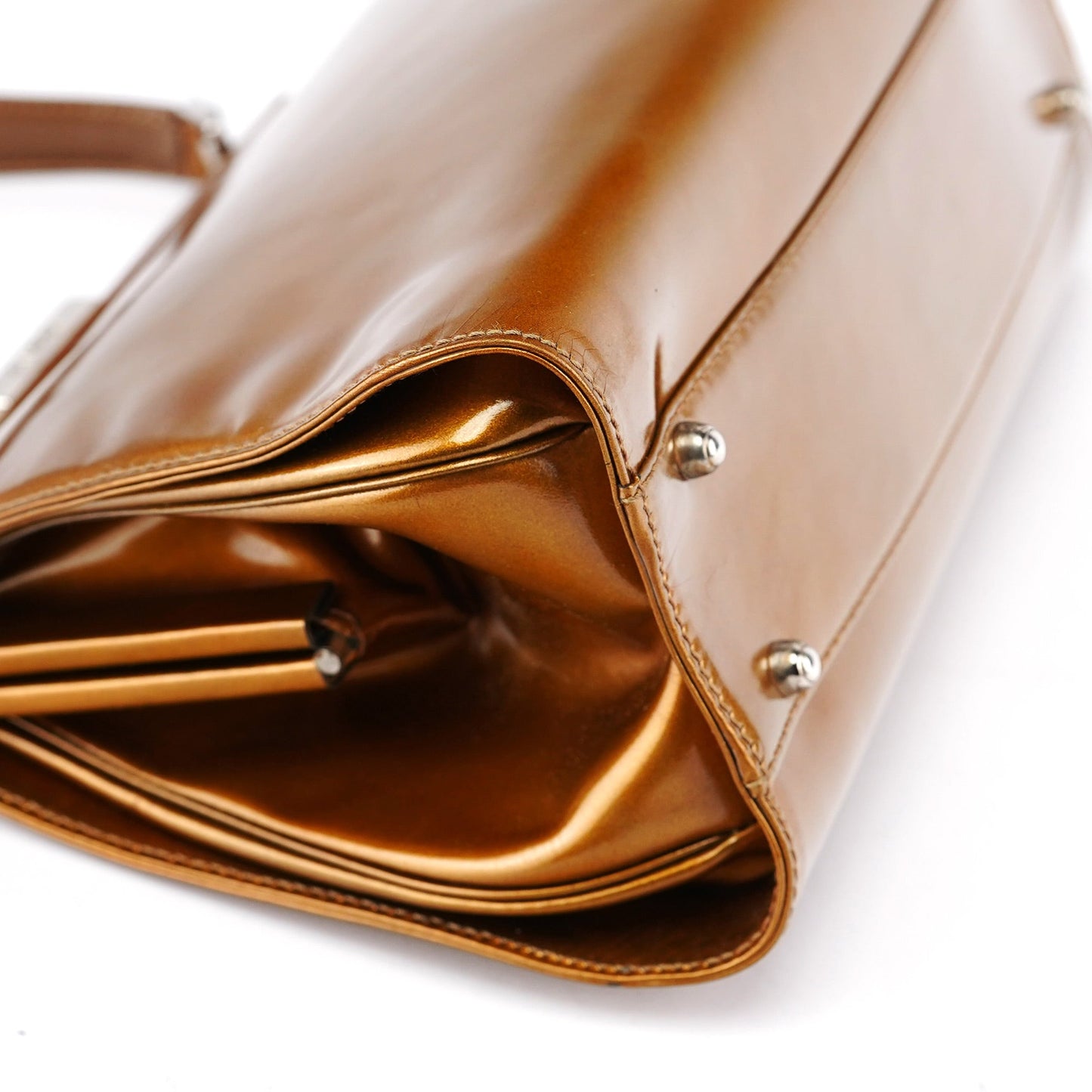 Light Brown Patent Leather Clutch Shoulder Bag