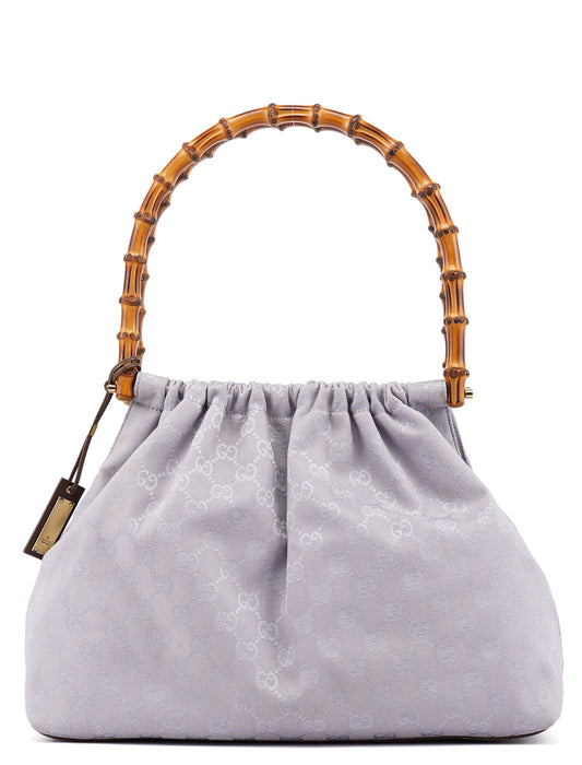 Lilac GG Bamboo Dual Handle Shoulder Bag