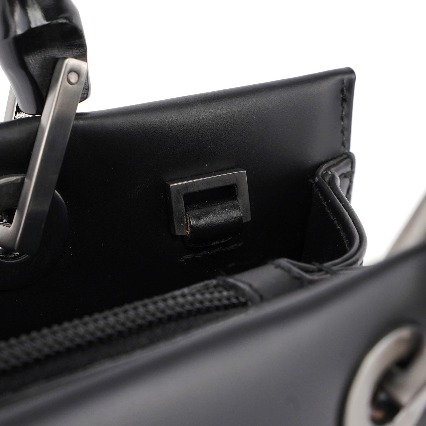 Matte Black Leather Bamboo Tote Bag