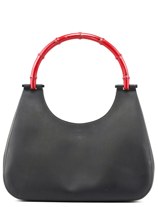 Matte Black Red Bamboo Shoulder Bag