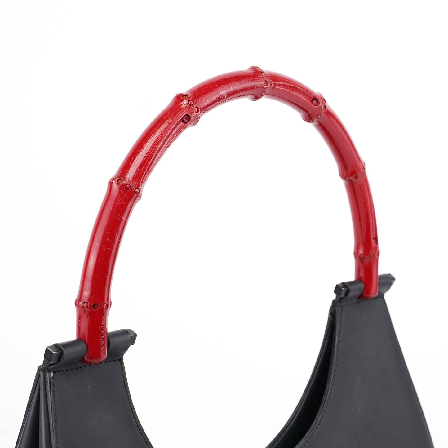 Matte Black Red Bamboo Shoulder Bag