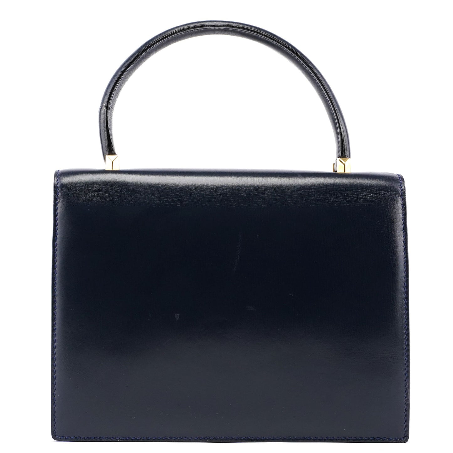 Navy Calfskin Square G Top Handle Bag