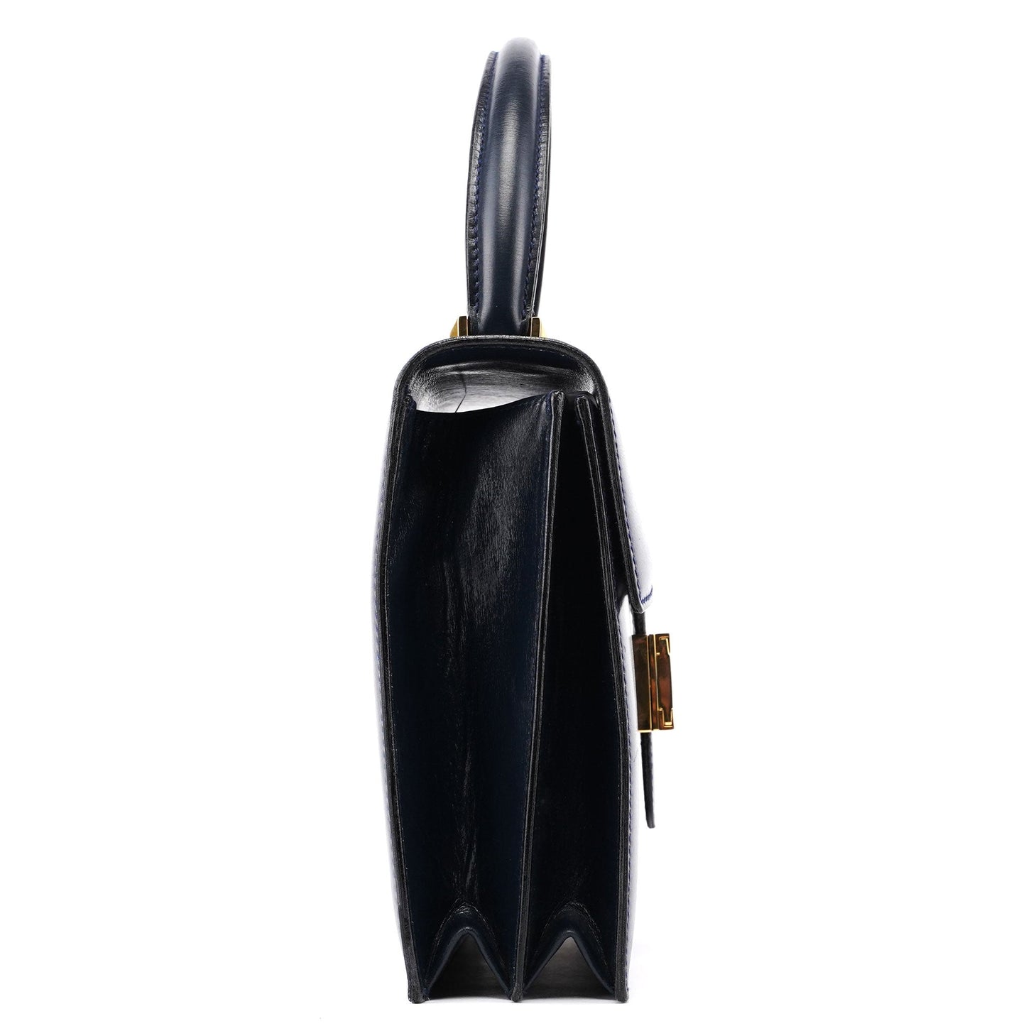 Navy Calfskin Square G Top Handle Bag