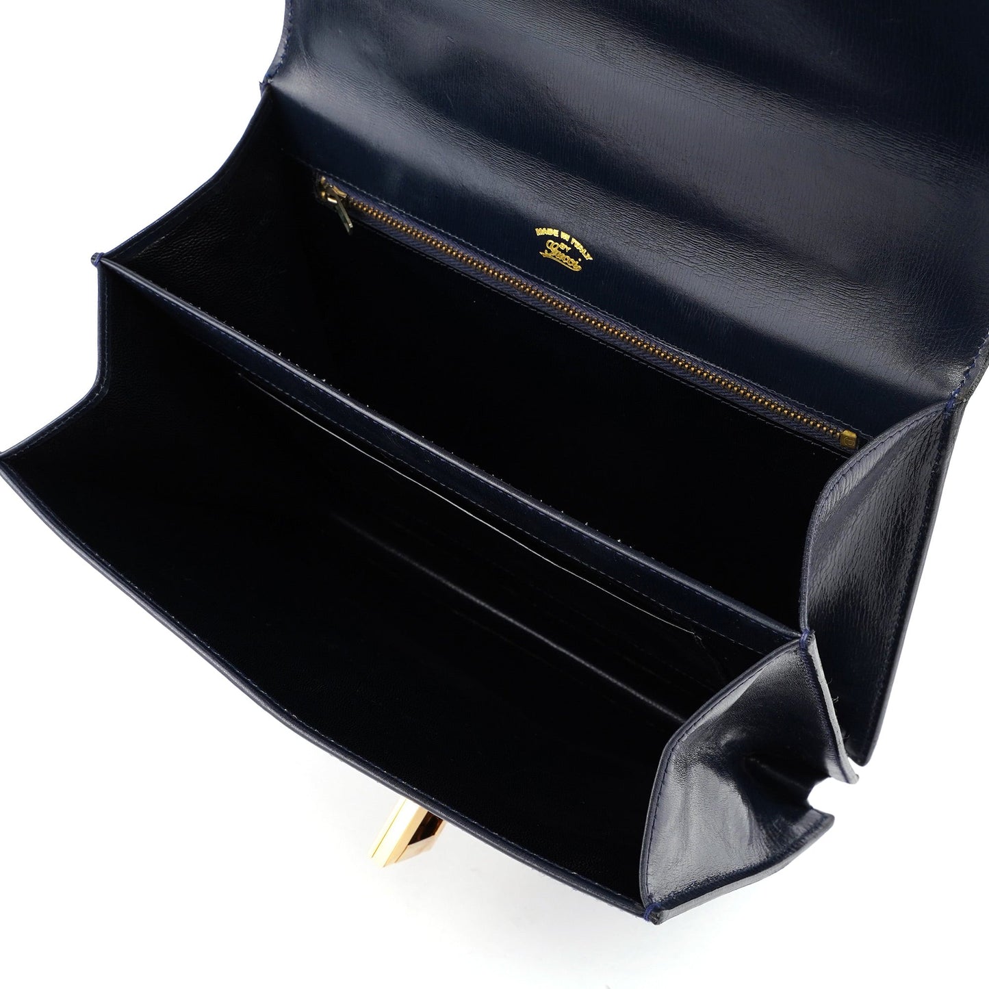 Navy Calfskin Square G Top Handle Bag