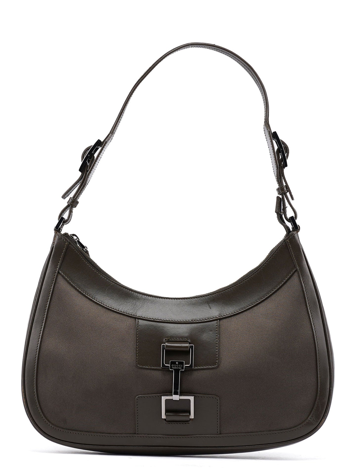 Olive Satin Jackie Shoulder Bag