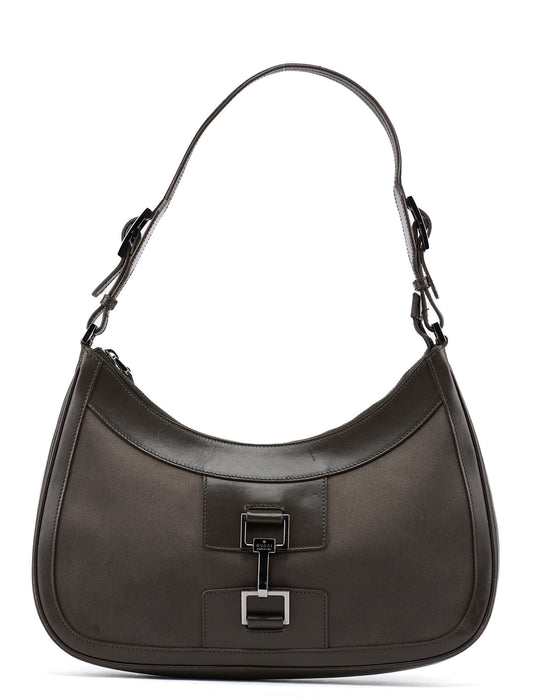 Olive Satin Jackie Shoulder Bag