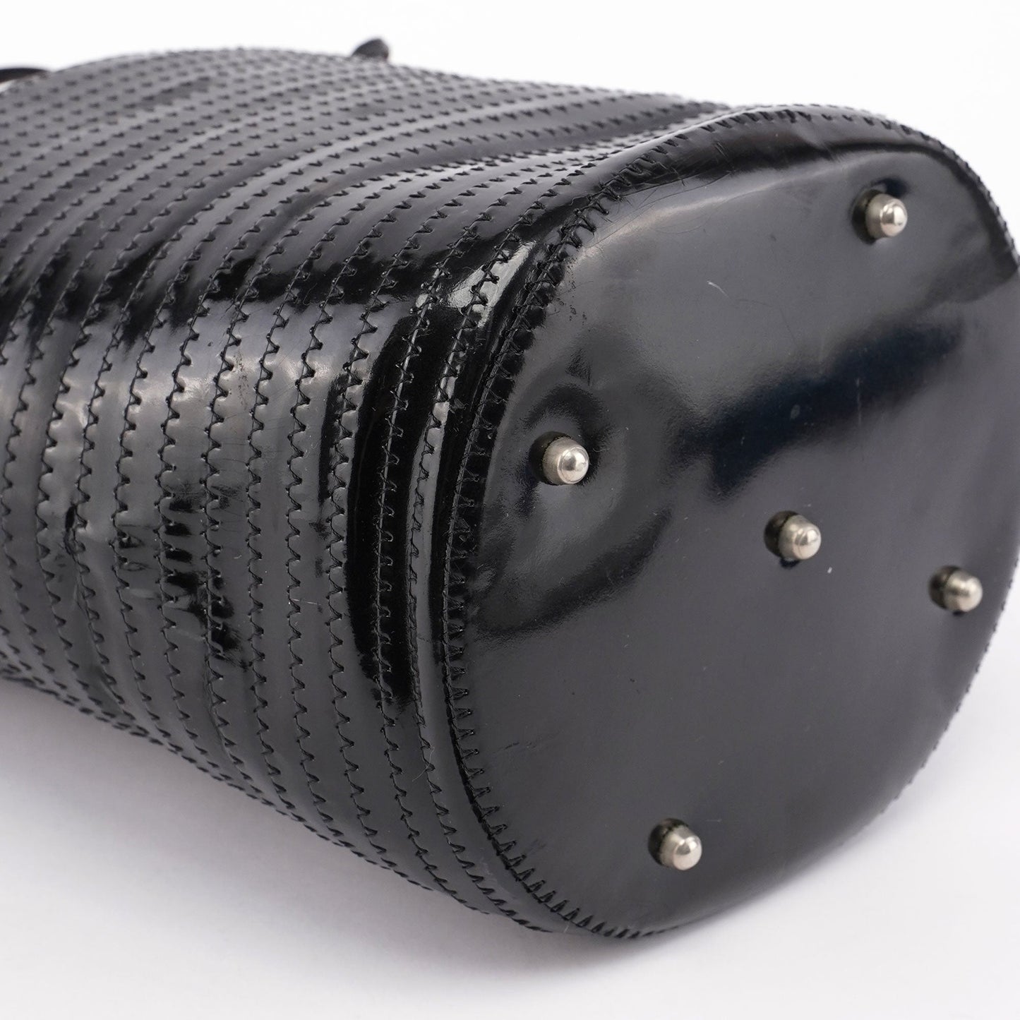 Patent Leather Quilted Bamboo Buckle Bag