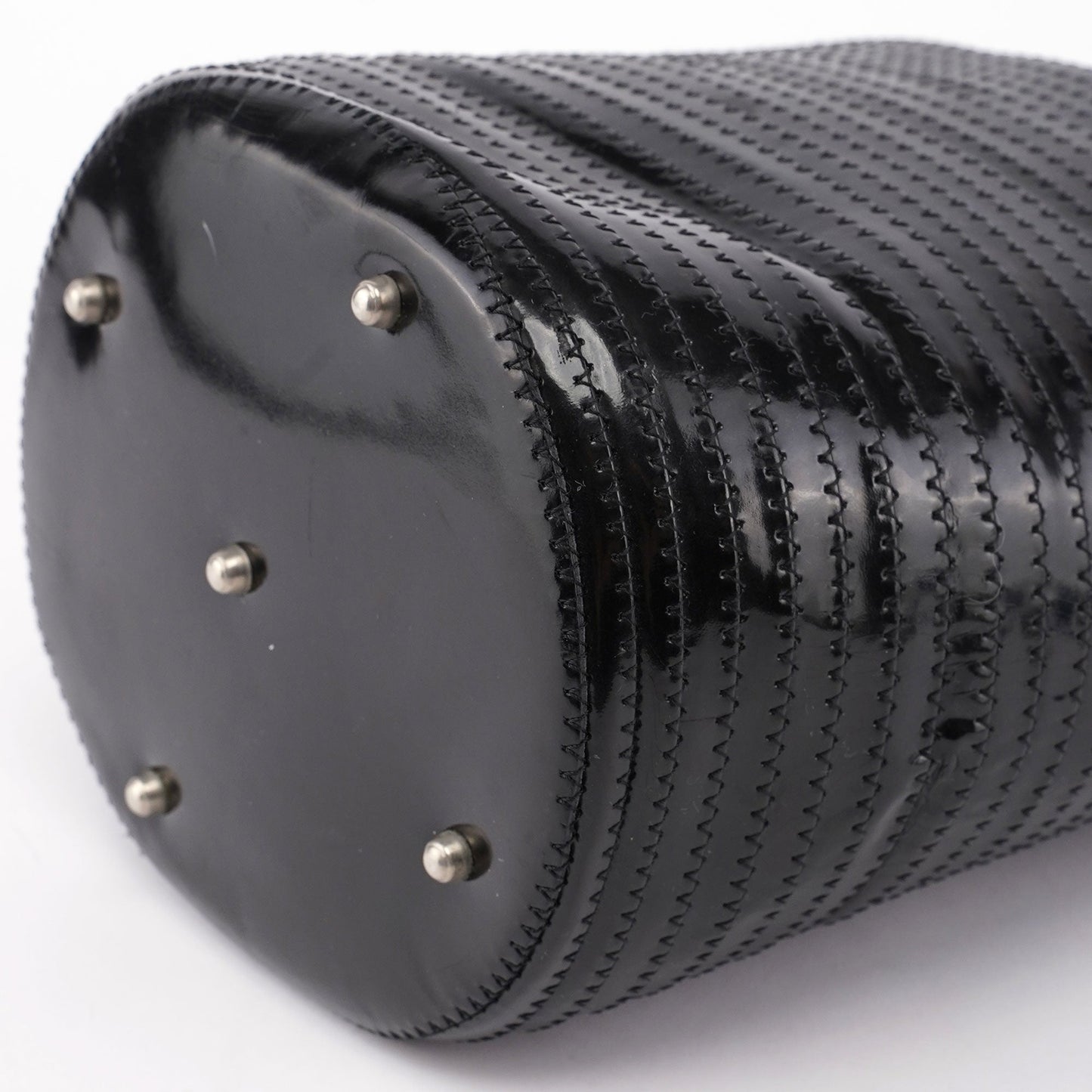 Patent Leather Quilted Bamboo Buckle Bag