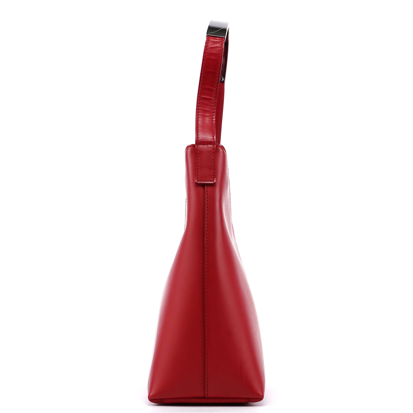 Red Calfskin Hobo Shoulder Bag