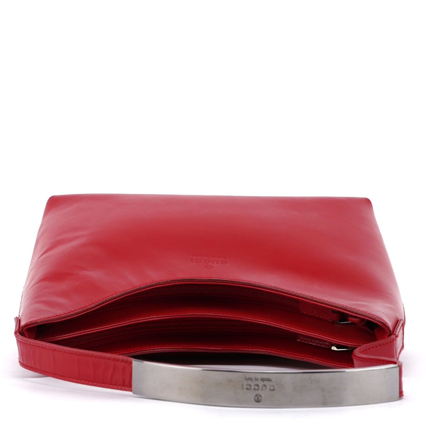 Red Calfskin Hobo Shoulder Bag
