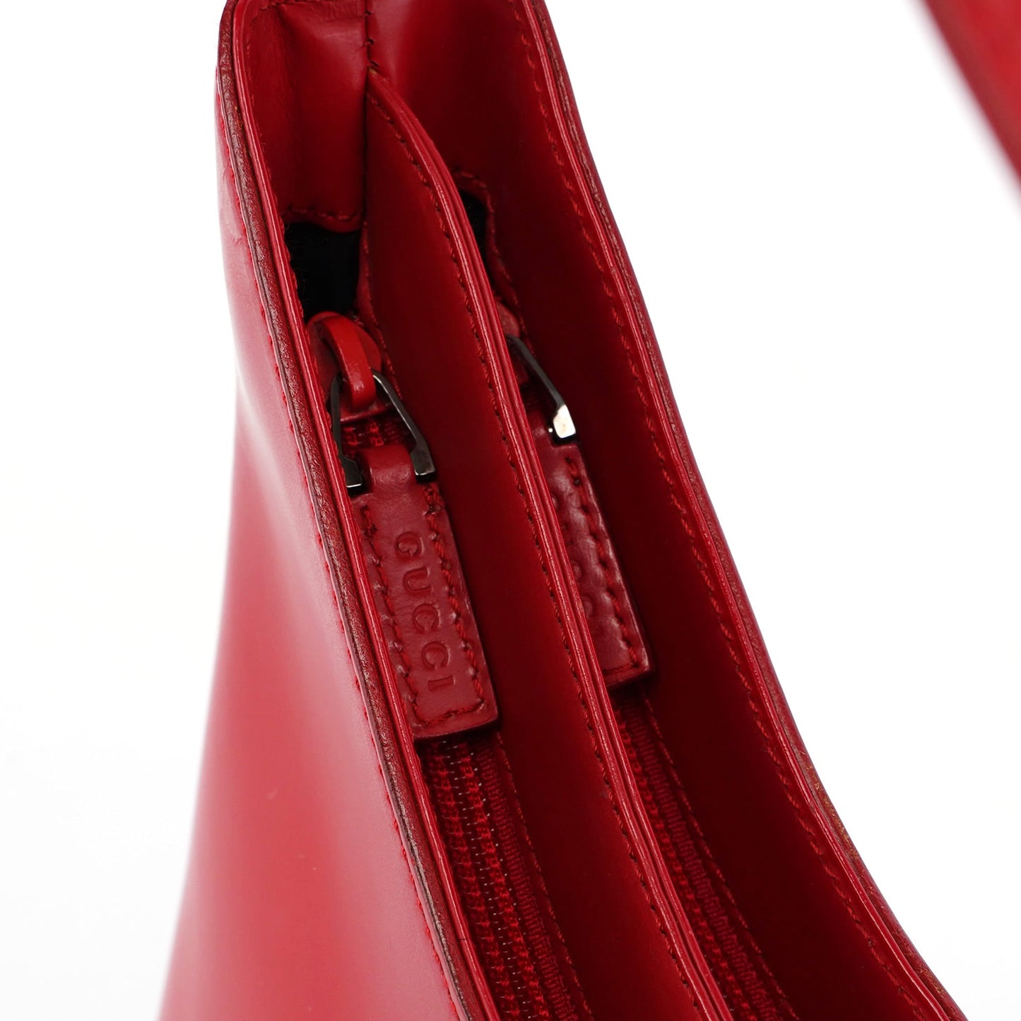 Red Calfskin Hobo Shoulder Bag