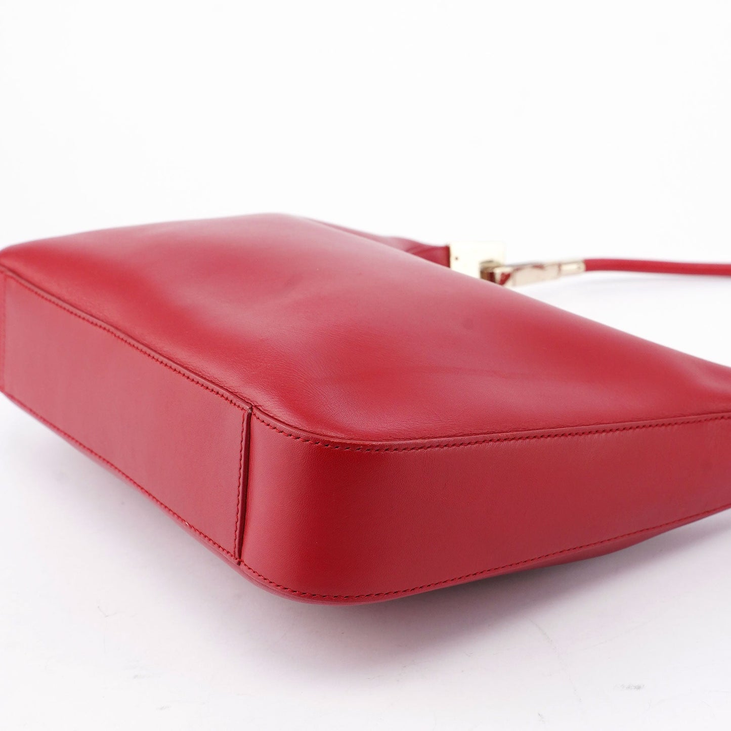 Red Calfskin Hobo Shoulder Bag