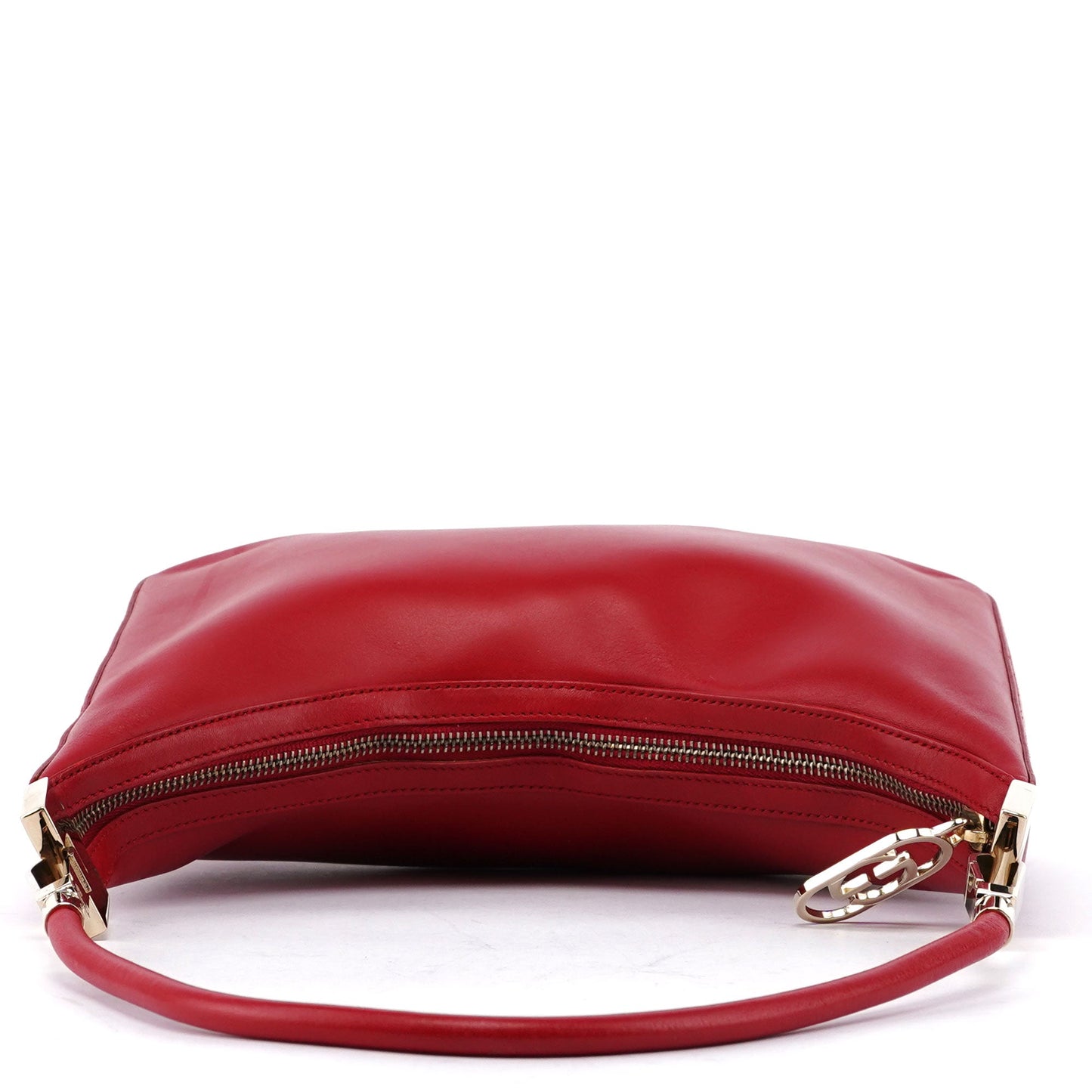 Red Calfskin Hobo Shoulder Bag