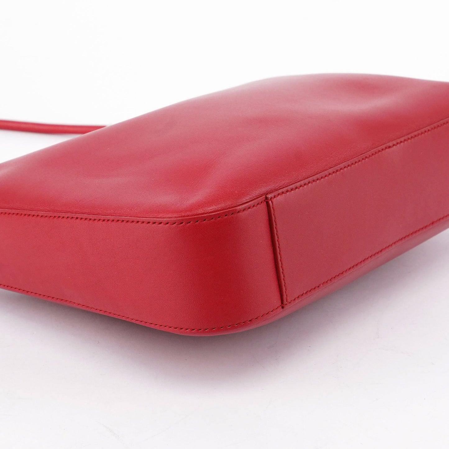 Red Calfskin Hobo Shoulder Bag