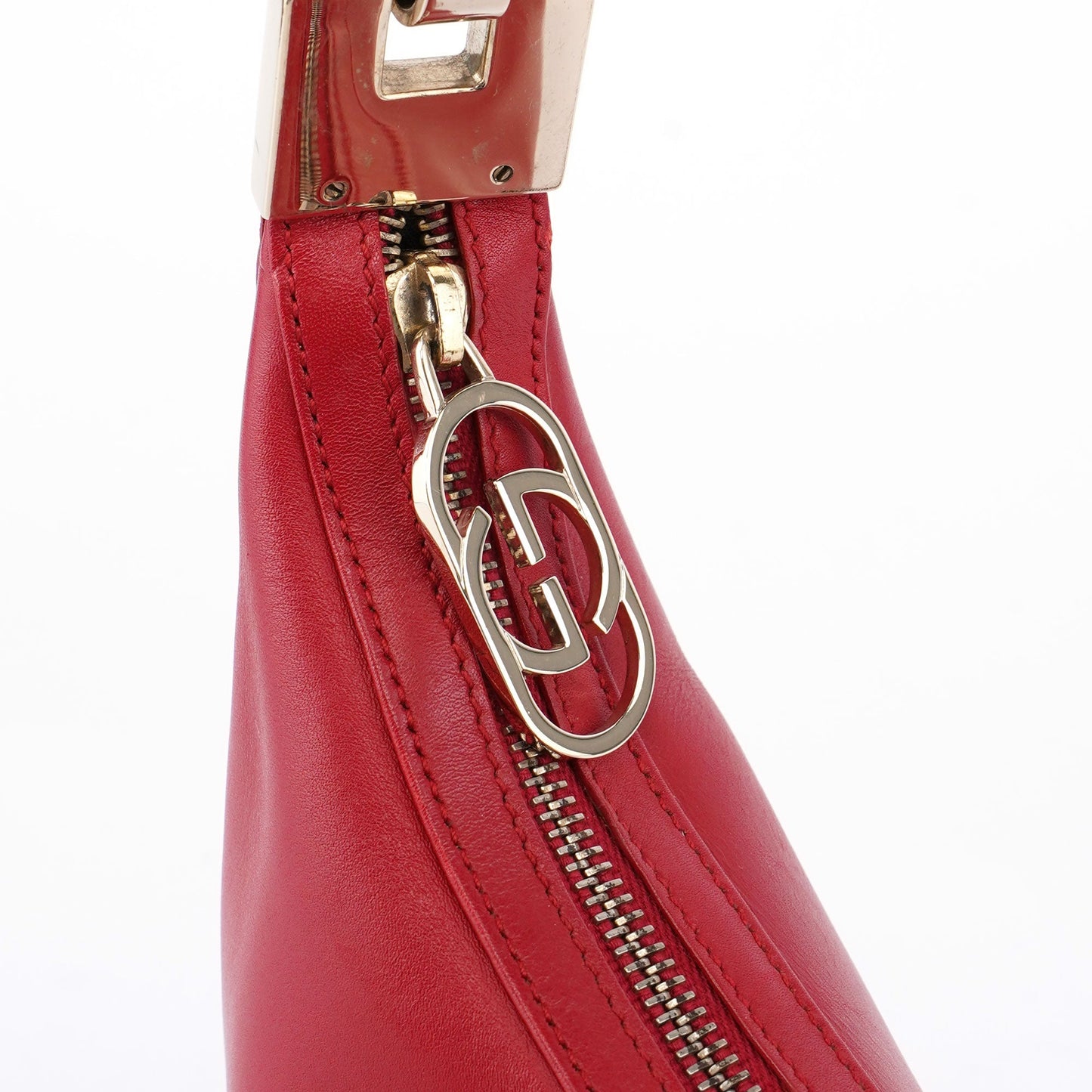 Red Calfskin Hobo Shoulder Bag