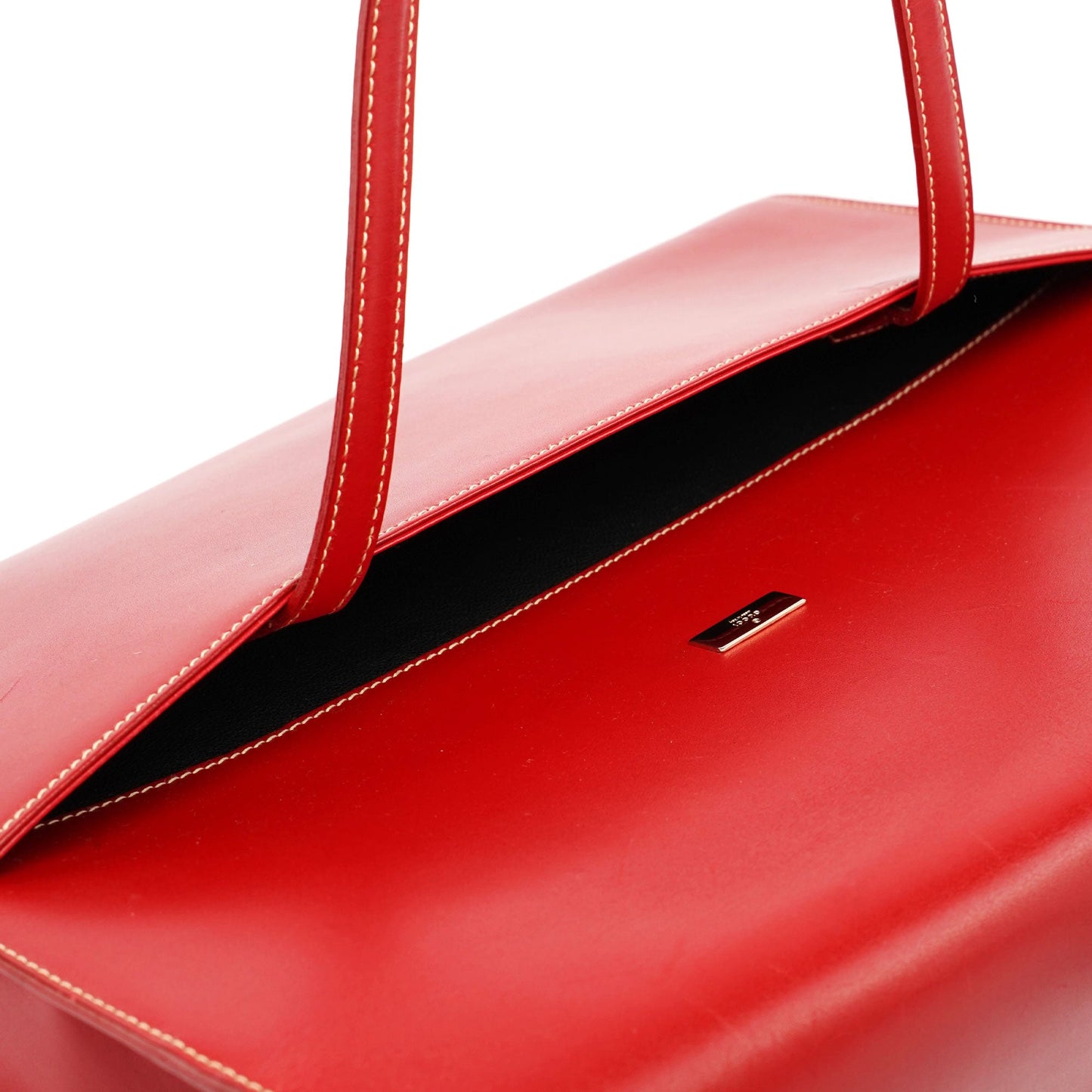 Red Calfskin Keylock Tote Bag
