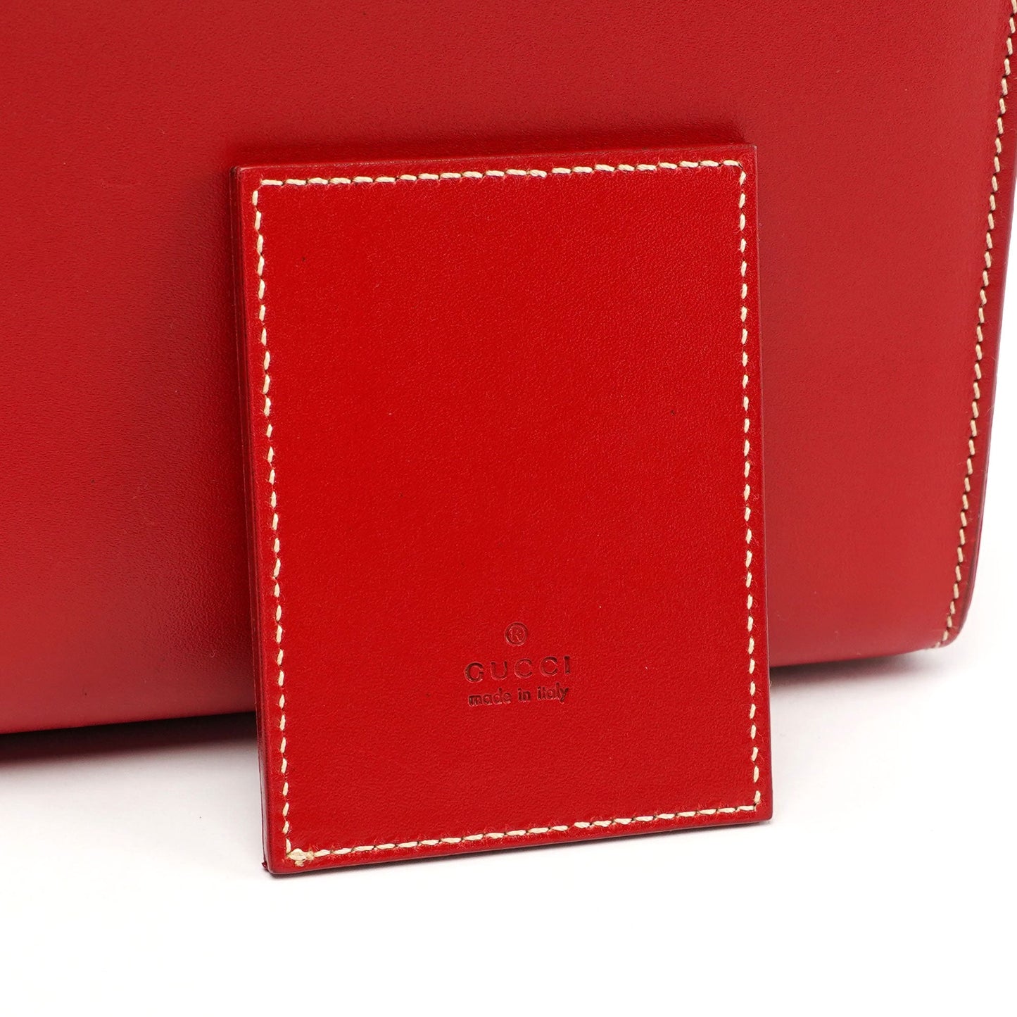 Red Calfskin Keylock Tote Bag