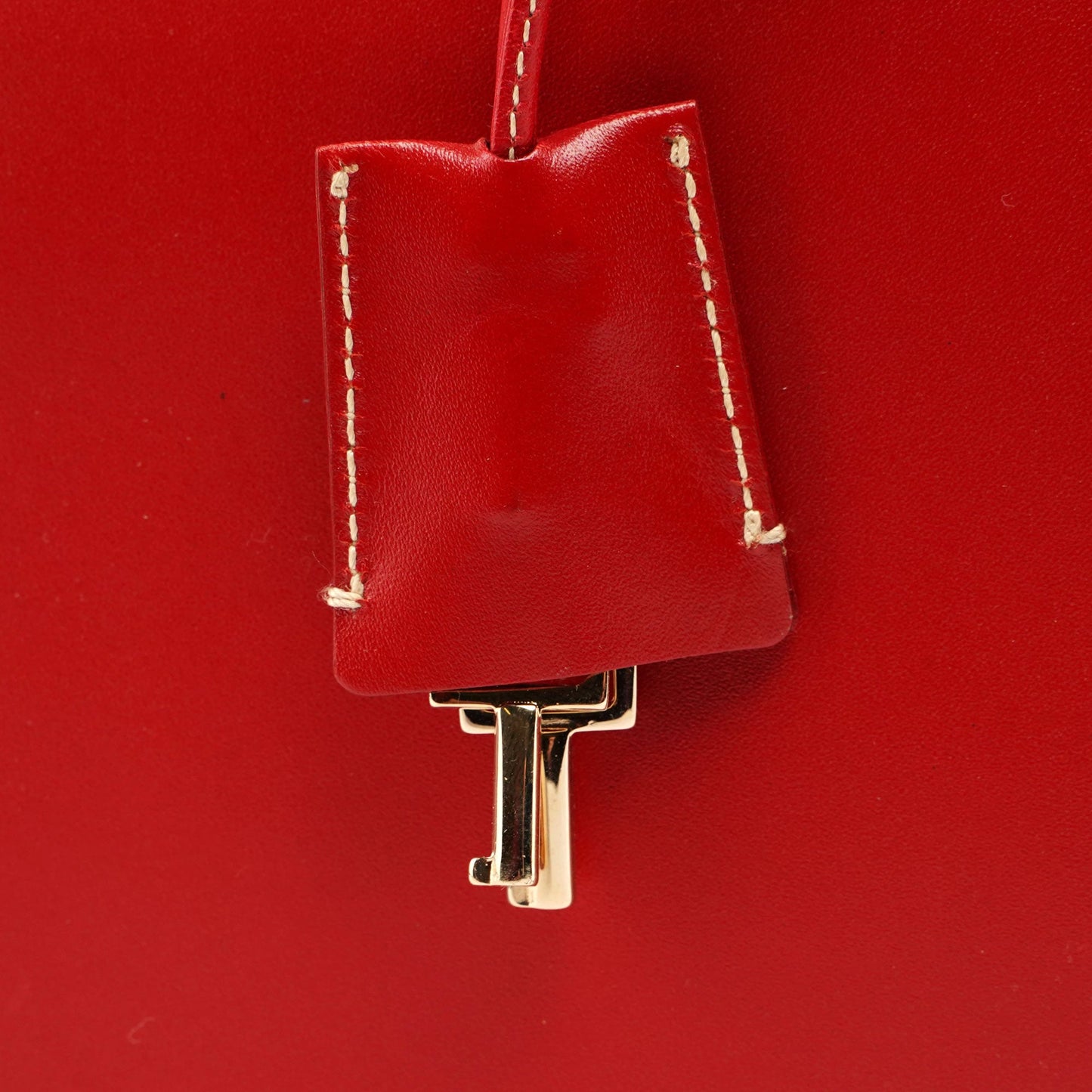 Red Calfskin Keylock Tote Bag
