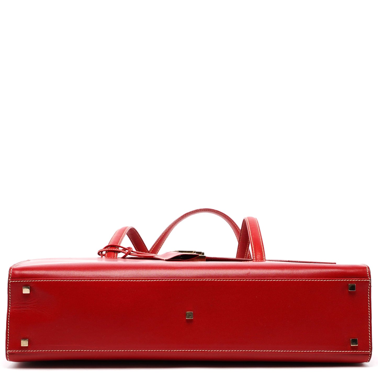 Red Calfskin Keylock Tote Bag
