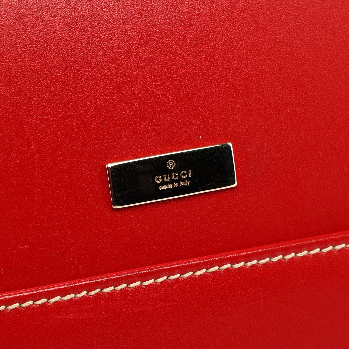 Red Calfskin Keylock Tote Bag