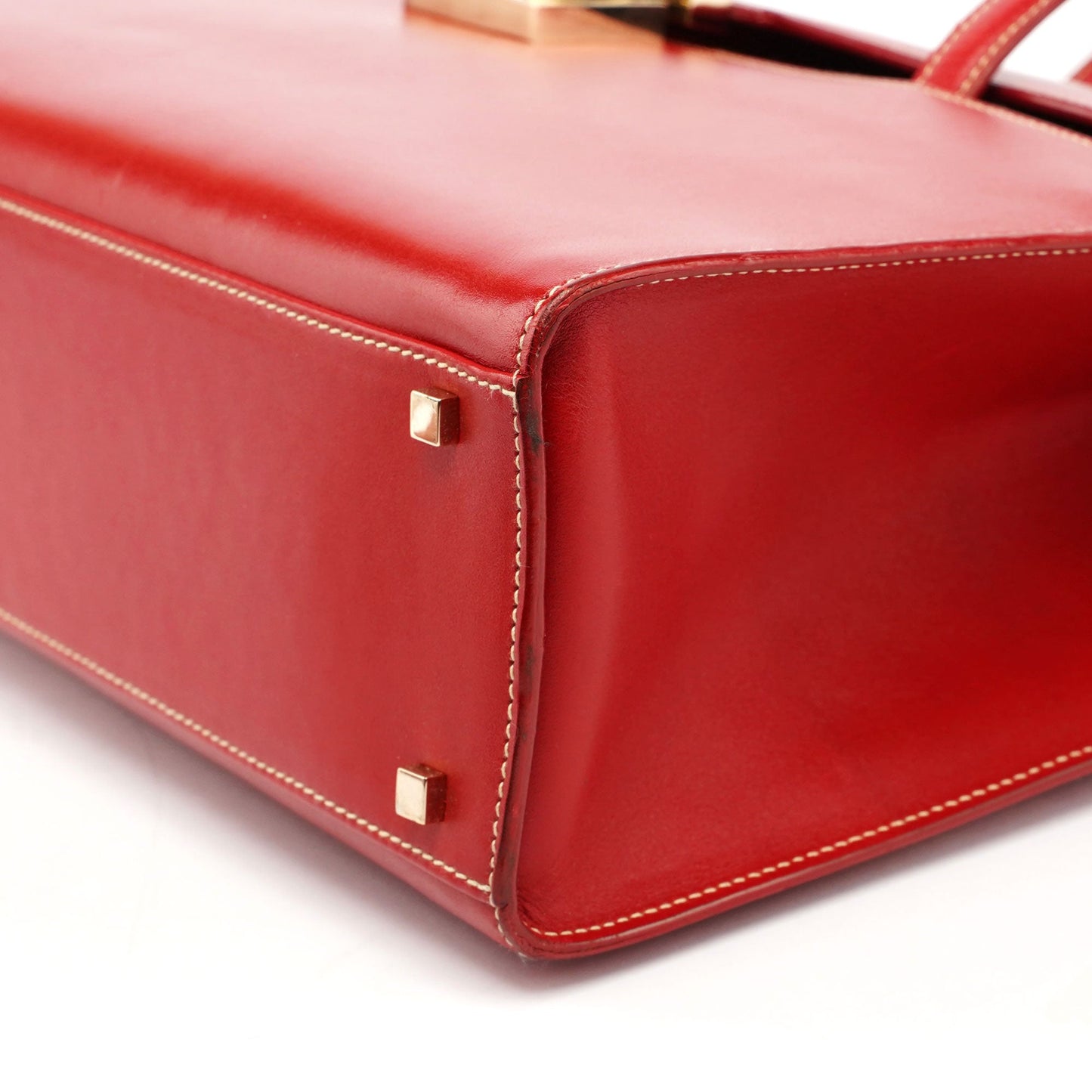 Red Calfskin Keylock Tote Bag