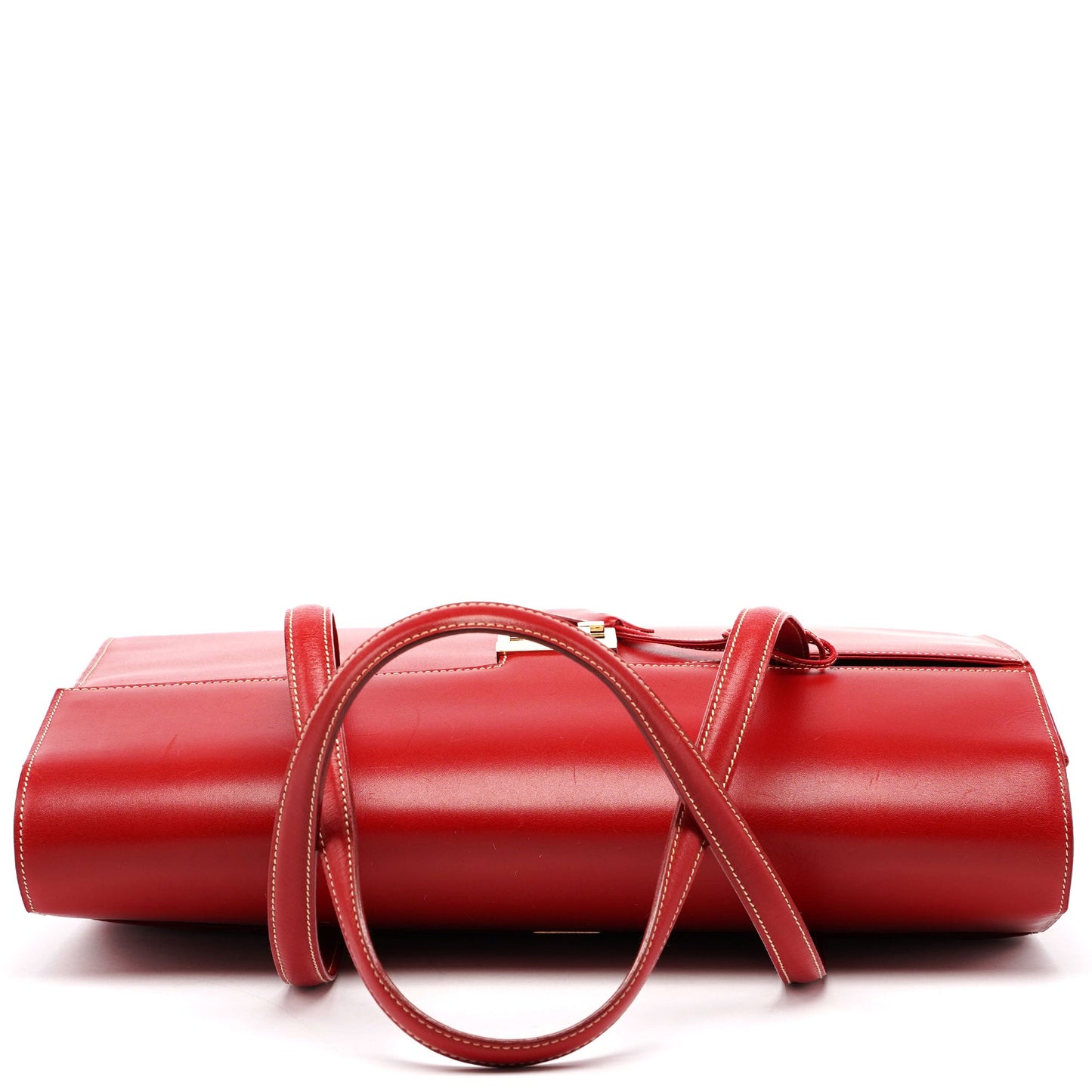 Red Calfskin Keylock Tote Bag