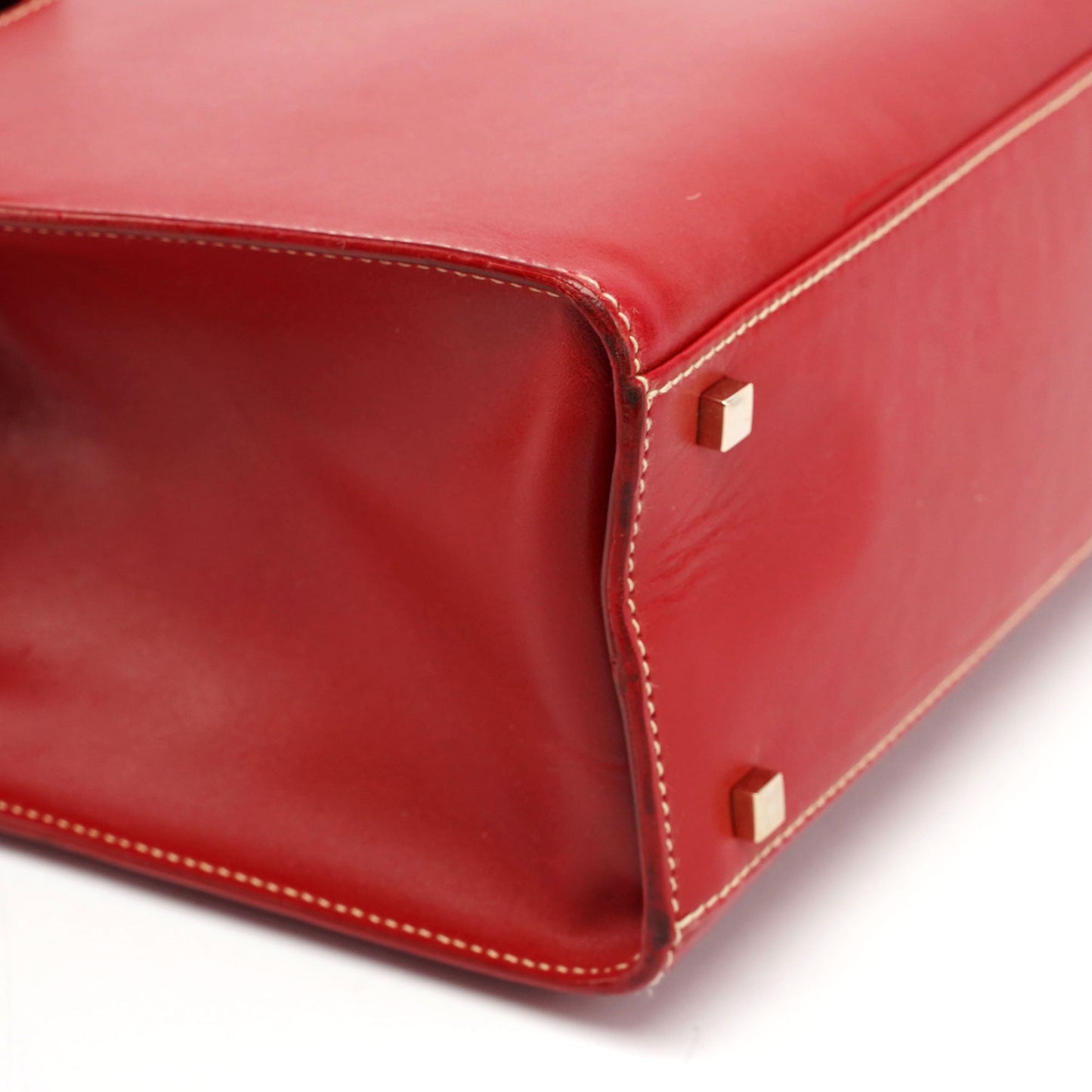 Red Calfskin Keylock Tote Bag
