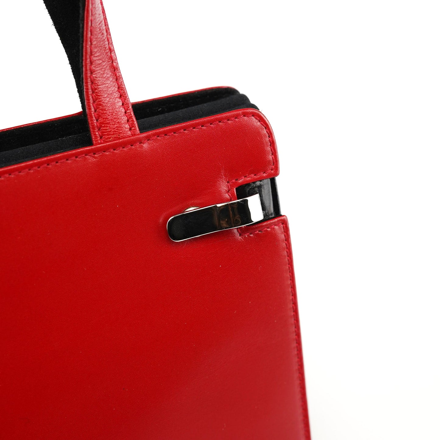 Red Calfskin Leather Tote Bag