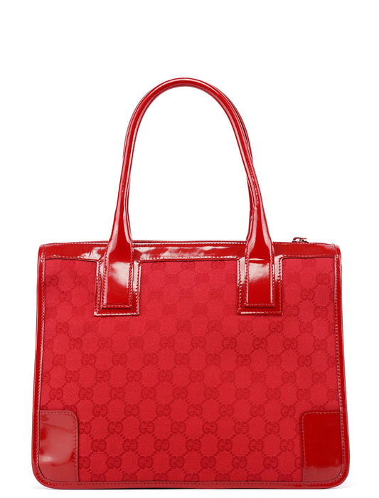 Red GG Patent Leather Tote Bag